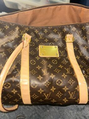 Brown Monogram Canvas Tote with Natural Leather Trim